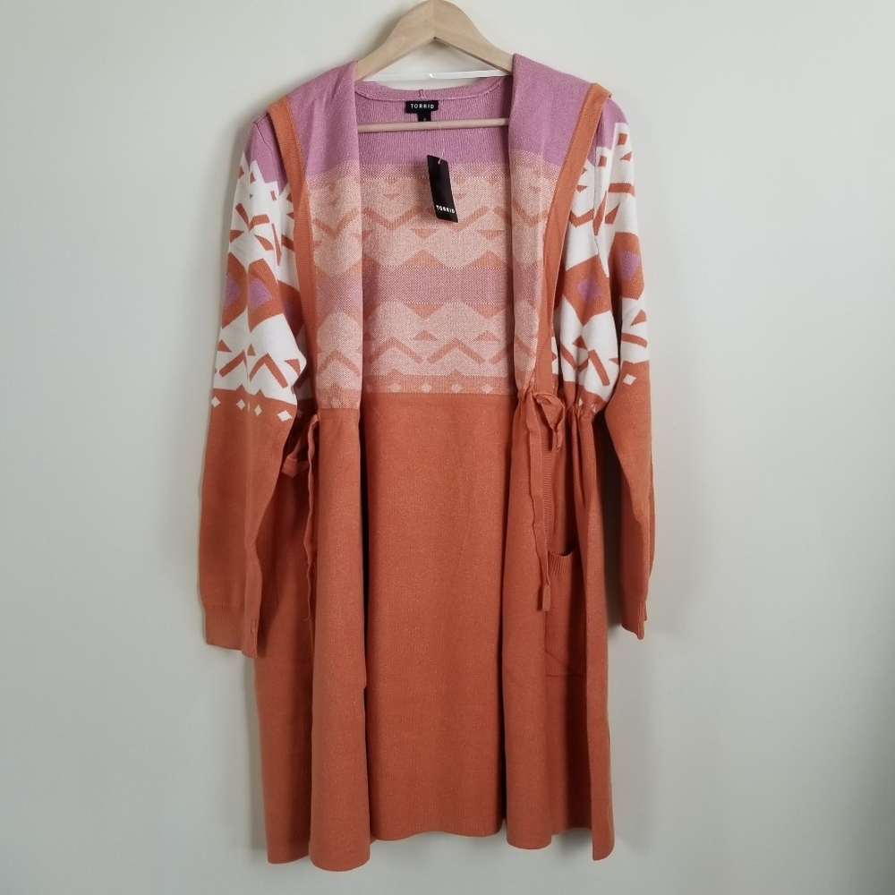 Torrid Everyday Plush Anorak Hooded Cinched Waist Cardigan Sweater Large 12 NWT